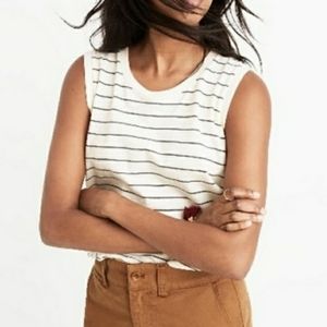 MADWELL Whisper black & cream striped cotton tank